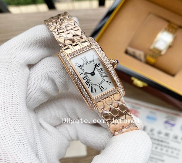 

2021 luxury tank americaine ladies brand quartz watches joker leather strap wristwatches classic square santos womens7217102, Silver