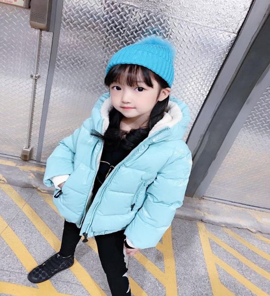 

winter kids girls solid striped coat hooded children039s down jacket babies girl snow wear outwear warm coats8694754, Blue;gray