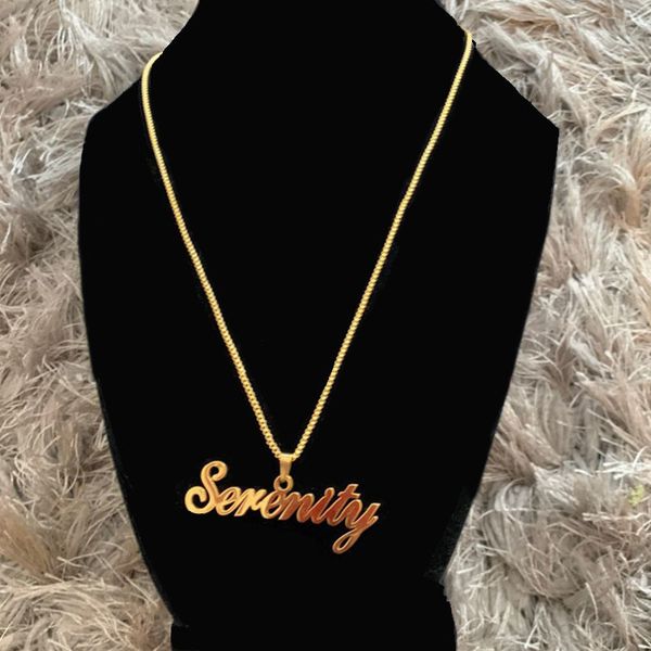 

pendant necklaces box chain custom jewelry personalized name necklace handmade detachable cursive nameplate choker women men christmas 23070, Silver