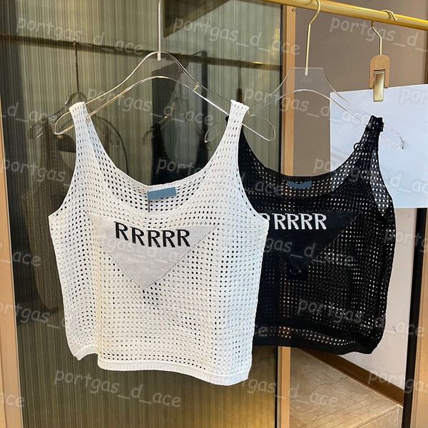 

cropped women t shirt hollow sleeveless tank lady girl knit design tanks, Black