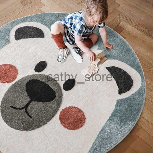 

mats cartoon kids carpet round cute lion rugs for bedrooms ins animal game floor mat aisle home decoration kawaii room decor x0704
