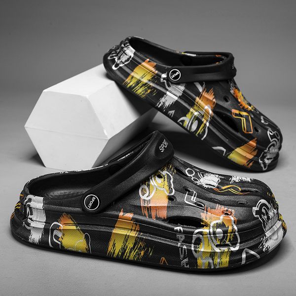 

slippers soliben summer sandals for men casual beach man garden shoes nonslip thick sole outdoor clogs p230717, Black