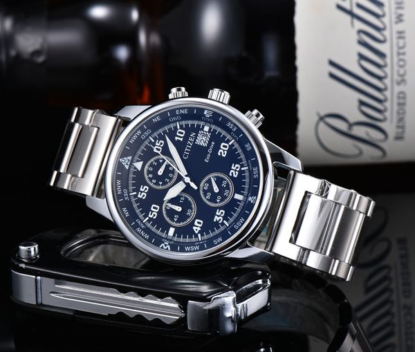 

citizen brand luxury mens watch sports diving luminous eco-drive multifunction chronograph waterproof quartz designer movement watches montr, Slivery;black