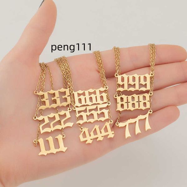 

spiritual waterproof dainty stainless steel jewelry 111 222 333 444 555 666 777 888 999 angel number necklace for her gift, Silver