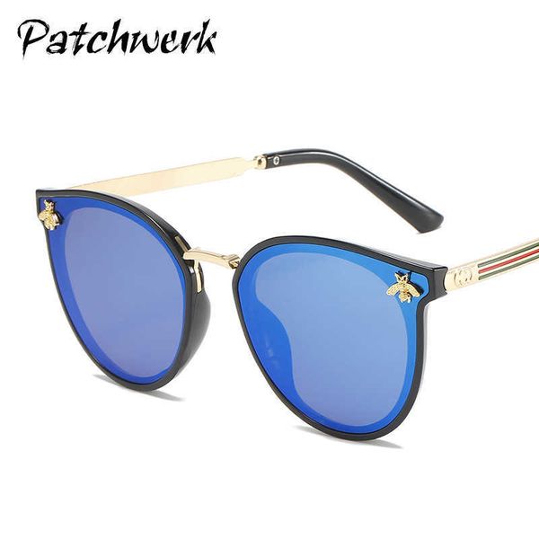 

2021 trend colorful film personalized sunglasses men and women's little bee tricolor wear sunglasses, White;black