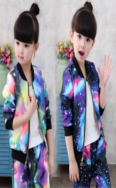 

2019 for clothes sets kids fashion sports suit baby girls jacket coatpants children girl trend tracksuit j1905144182328, White