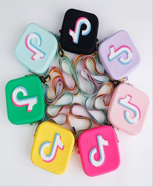 

cute kids tiktok bags silicone girls shoulder bag fashion children square purse 7 colors 12012040mm9947125, White