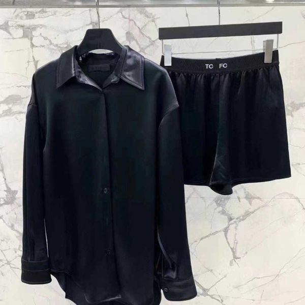 

luxury brand tracksuits womens casual shirt tofo shorts designer long sleeve t shirt coat trousers suit fashion satin pants two piece set, Gray