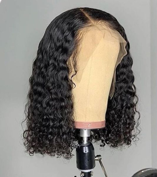 

full lace human hair wigs lace front wigs brazilian human hairs preplucked natural hairline 180 density wigs short bob curly7634268, Black;brown