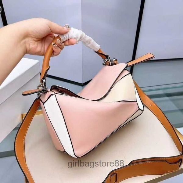 

two-layer spain bags girl loewsbag lady bag leather designer cowhide caramel colored geometric portable one puzzle shoulder crossbody women&