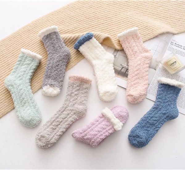 

lady winter warm fluffy coral velvet thick towel socks candy color floor sleep fuzzy socks women girls stockings4981512, Pink;yellow