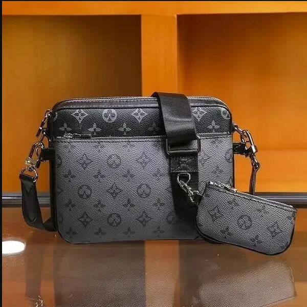

fashion men shoulder bags luxury designer cross body handbags pieces set canvas leather chain handbag letter embossing black louiseitys zsmx