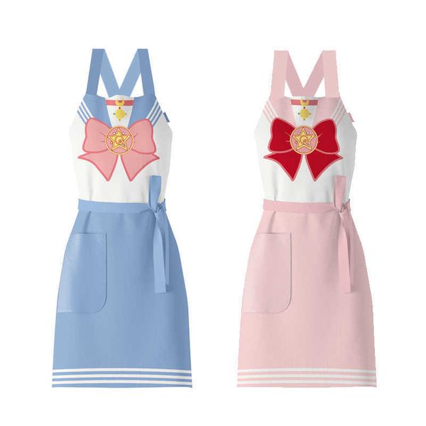 

set sailor moon crystal star apron costume cooking baking kitchen apron cosplay costumehkd230703, Black;white