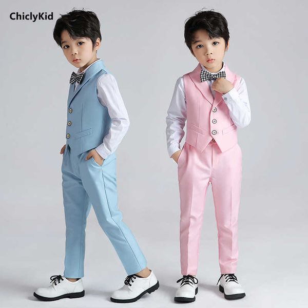 

suits boy candy color vest kids waistcoat wedding clothes set toddler formal dress suits child bowtie shirt pant baby gentlemen outfithkd230, Black