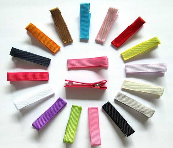 

diy hair clips accessories fully covered ribbon lined alligator clip single prong hairpin for baby girl bows flower headwear 60pcs1810348, Slivery;white