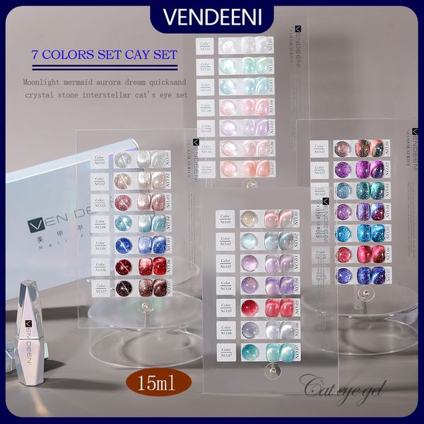 

false nails vdn 7 colors nail gel polish dream cat s eye magnet hybrid varnish semi permanent magnetic lacquer primer art 230704, Red;gold
