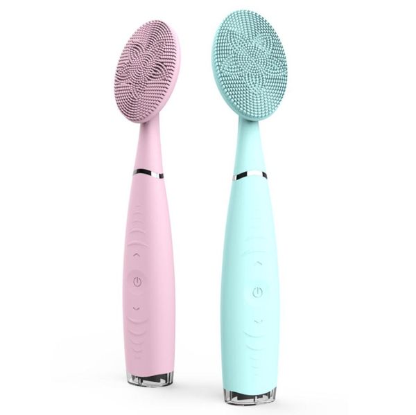 

portable new facial cleansing brushes face silicone brush face cleaner device spa skin care massage beauty machine charging pink b2263444