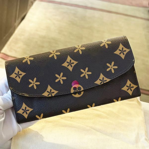 

m60697 emilie long wallet card holders fashion coin purses genuine leather designer keychain purse key wallets women business card men credi, Red;black