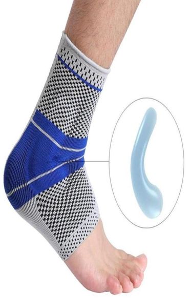

elastic silicone ankle support fitness compression protector basketball football tennis silica gel pad brace 2206018528108, Blue;black