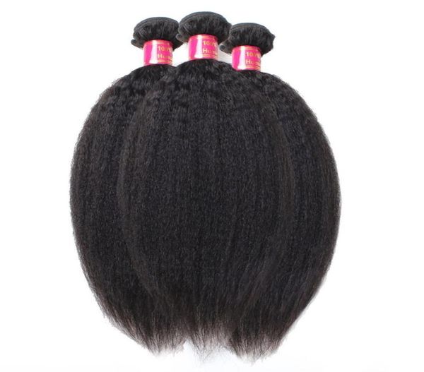 

quality 10a unprocessed mongolian hair afro kinky straight weave extensions 3pcs lot italian coarse yaki human hair weft5068661, Black