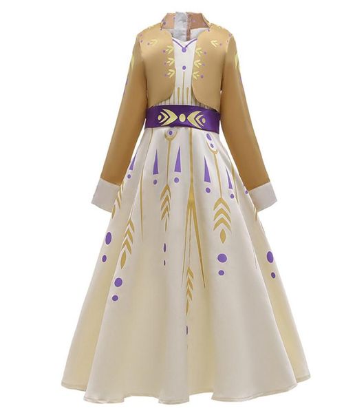 

new little anna dress up for girl long sleeve false two pieces snow queen fancy costume halloween pageant party clothes 312tone s1655454, Red;yellow