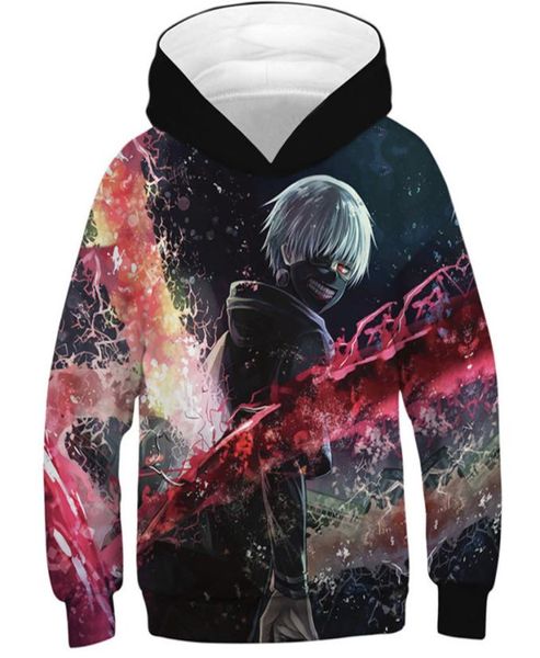 

2020 autumn winter kids tokyo ghoul 3d sweatshirts boys girls anime kaneki ken 3d print hoodies children pullover clothes y209980017, Blue