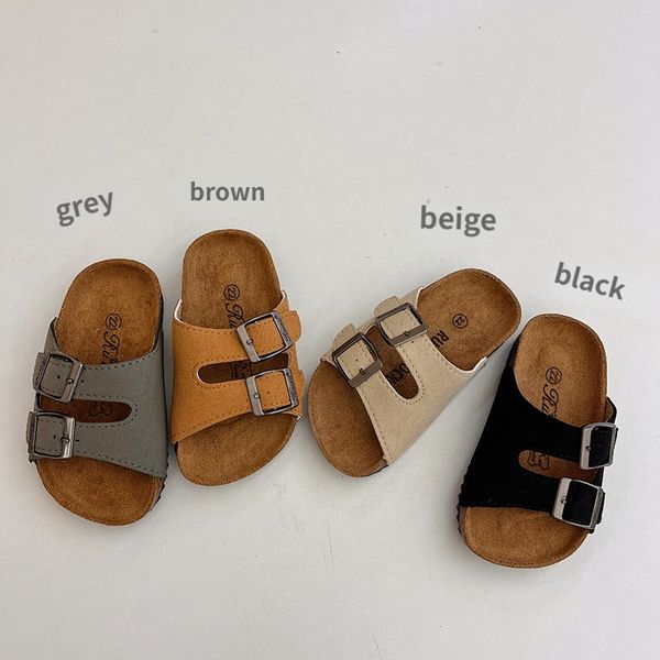 

slipper baby shoes soft slipper summer koreanversion boys and girls outside fashion beach sandals all-match flat heels 230703, Black;grey