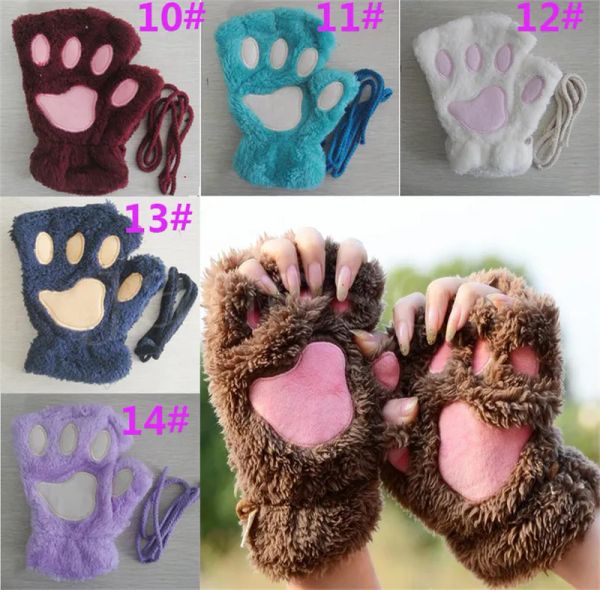 

women fluffy plush gloves fashion girl winter mittens paws gloves stage perform prop cute cat claw glove da064, Blue;gray