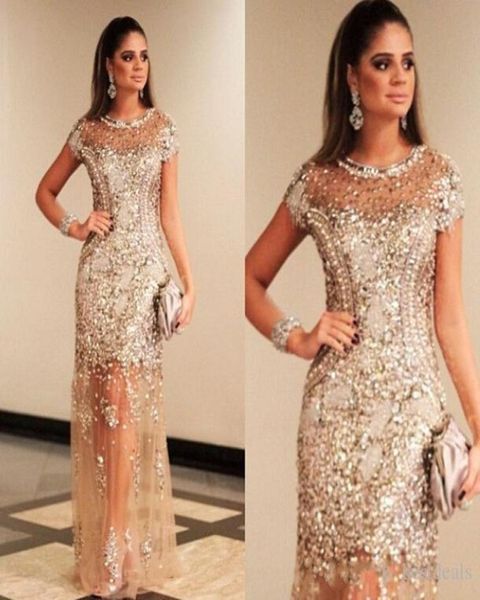 

2019 new luxury sparkly gold sequins prom dresses see through champagne formal evening party dress dubai gala 2912816666, Black