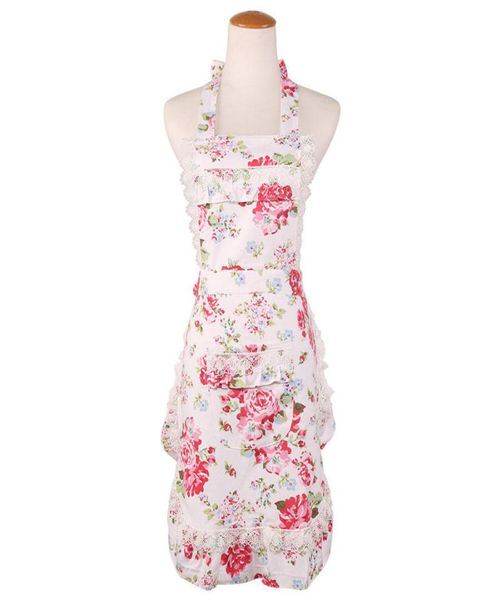 

sell aprons pink white lilac flower printed women lady lace apron black double layer apron boutiques8356839
