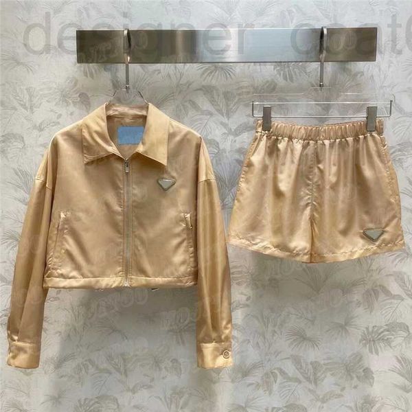 

women's plus size pants designer letter badge jacket pant sports suits for women nylon coats elastic waist drawstring shorts fashion ca, Black