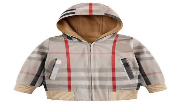 

2019 fashion baby boys zipper jacket spring autumn designer kids clothes outdoor sports thick coat children classic plaid warm out7760598, Blue;gray