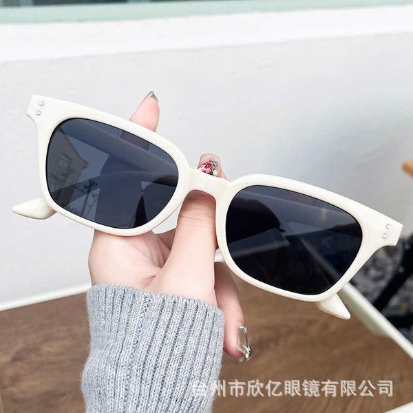 

2023 new korean version gm square small box rice nail sunglasses tiktok fashion trend net red lady sunglasses, White;black