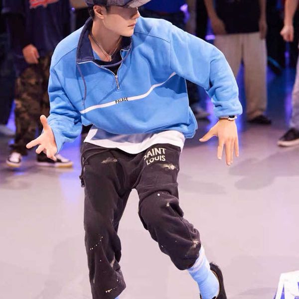 

2023gallery dept wang yibo same style pants high street casual sports pants hand washed and ink splashed dirty toilet pants, White;black