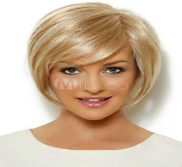 

fashion blonde gold synthetic straight wigs attractive women039s short hair wig for women wig deliver8636574, Black