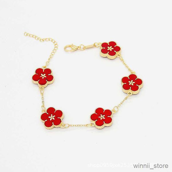 

charm bracelets new sweet leaves flower bracelets for women charm double sided flowers metal bracelet wedding jewelry gifts r230704, Golden;silver