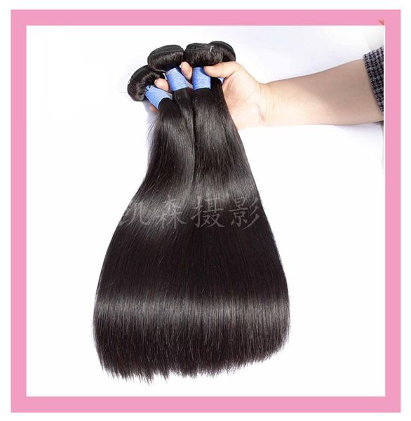 

indian raw virgin human hair 3 bundles 1030inch straight 9a double hair wefts straight natural color 3 bundles1849354, Black