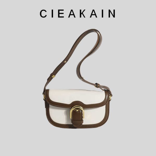 

fashionable color contrast niche women's bag spring new westernized versatile shoulder bag version crossbody simple saddle bag