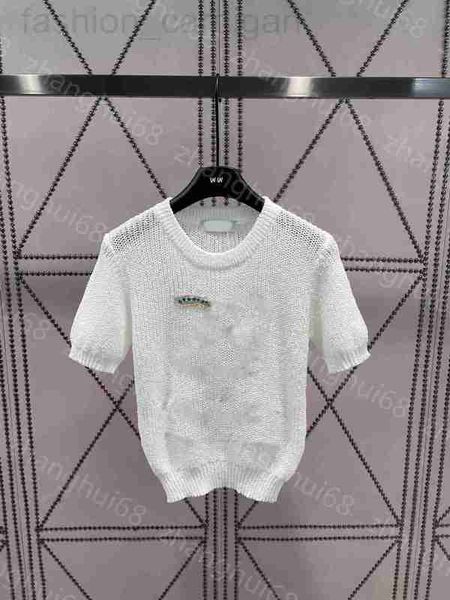 

women's knits & tees designer 23ss womens womens clothing spring and summer new rainbow nail diamond hollowed out jumper knitted clothe, White