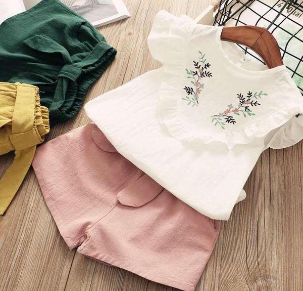 

kids designer clothes girls summer suits short tshirts and fashion widelegged shorts middle and small kids clothing1695271, White