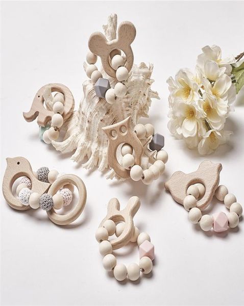 

baby silicone nursing bracelets wood teether silicone beads teething wood rattles toys baby teether bracelets nursing toys gifts7306352