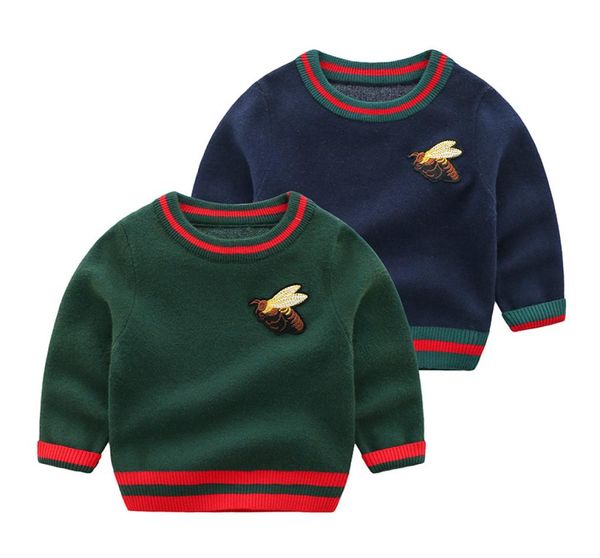 

kids warm sweater design baby girls boys embroidered bee knitting pullover jumper christmas wool blends sweaters children 024m bo7045317, Blue
