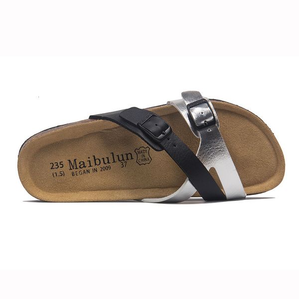 

slippers casual soft cork buckle couples beach outdoor ins versatile color matching summer flip flops print flat slides slippers 230703, Black