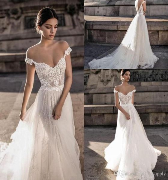 

sheer bohemian white wedding dresses off shoulder lace applique romantic tulle backless bridal gowns custom boho vestidos d7748983