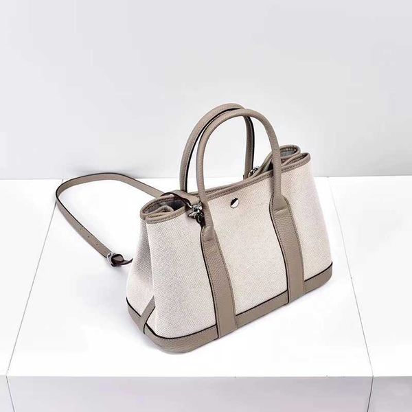 

designer bags garden party h2023 new layer cow leather with linen canvas garden bag tote hand messenger xret