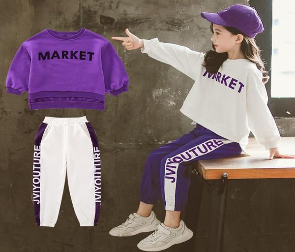 

new arrival girl clothes children cotton sweatshirts loose pant cotton long sleeve fashion spring clothing set for kids1476457, White