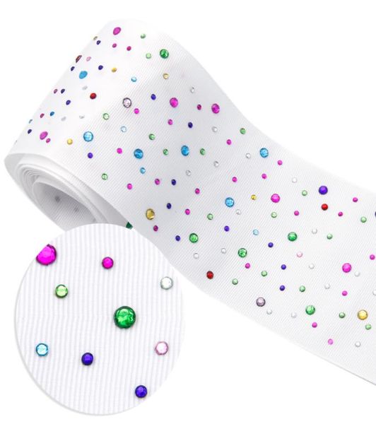 

david accessories 10yardroll 3quot 75mm rhineston rainbow grosgrain ribbon diy bow crafts home wedding decoration10yc11342 2014693603, Pink;blue