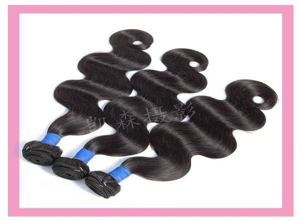

indian virgin hair extensions 3 pieces one set human hair body wave bundles whole 95100gpiece hair products2126809, Black