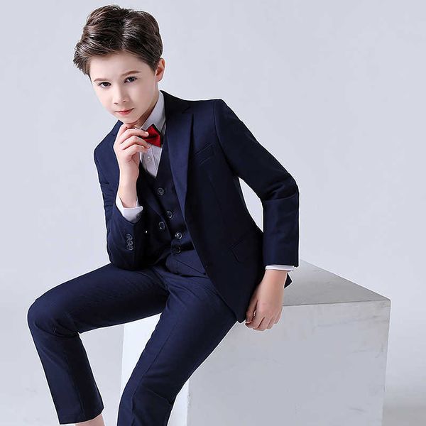 

suits flower boys wedding suit kids prom party tuxedo formal blazer children's day pinao performance costume school uniform 2-16thkd230, Black