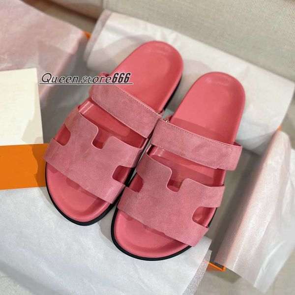 

casual flat slippers for womens summer designer latest type h sandals cashmere palmprint cowhide leather comfortable leisure shoes women sli, Black